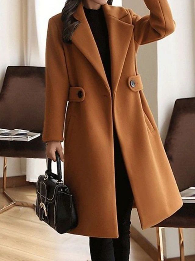 Women’s Elegant Long Sleeve Belted Winter Coat