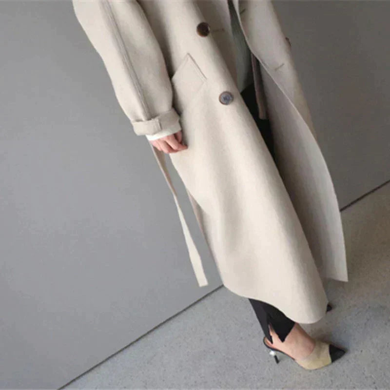 Women's Elegant Formal Sleek Long Wool Coat