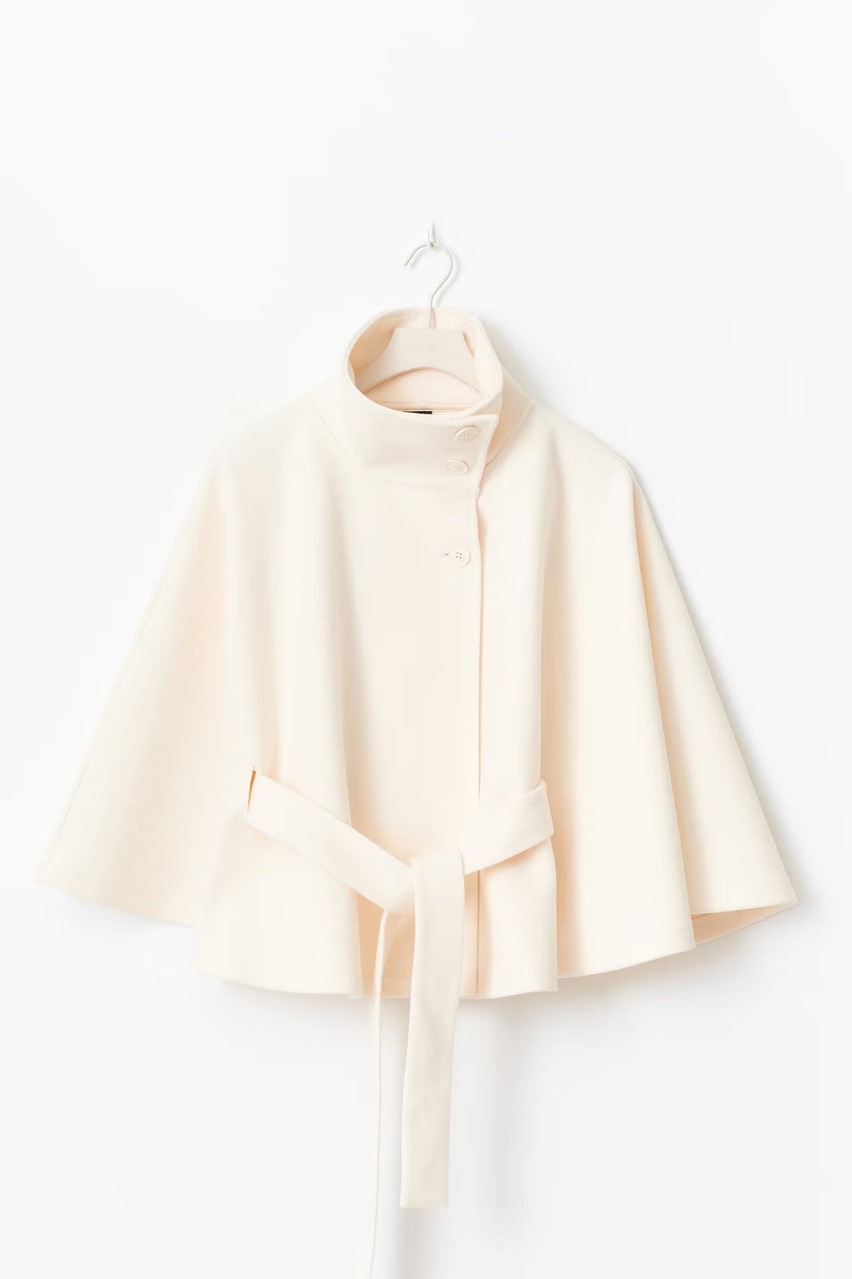 Women's Fashion Relaxed Fit High Collar Coat with Removable Belt
