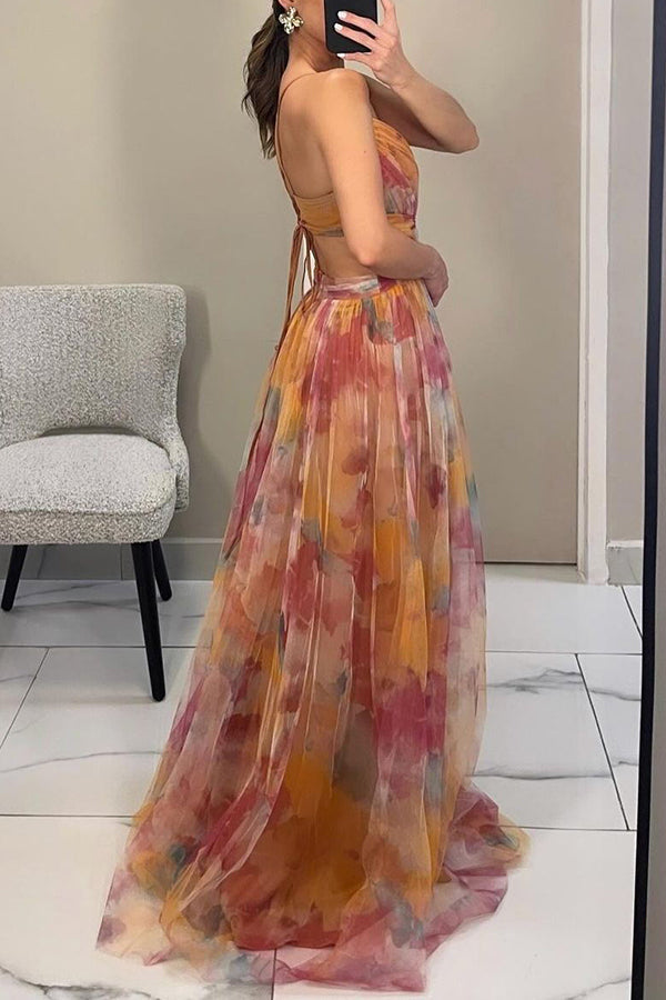 Women's Fashion Floral Maxi Dress - Ideal for Parties, Beach Outings, and Outdoor Getaway
