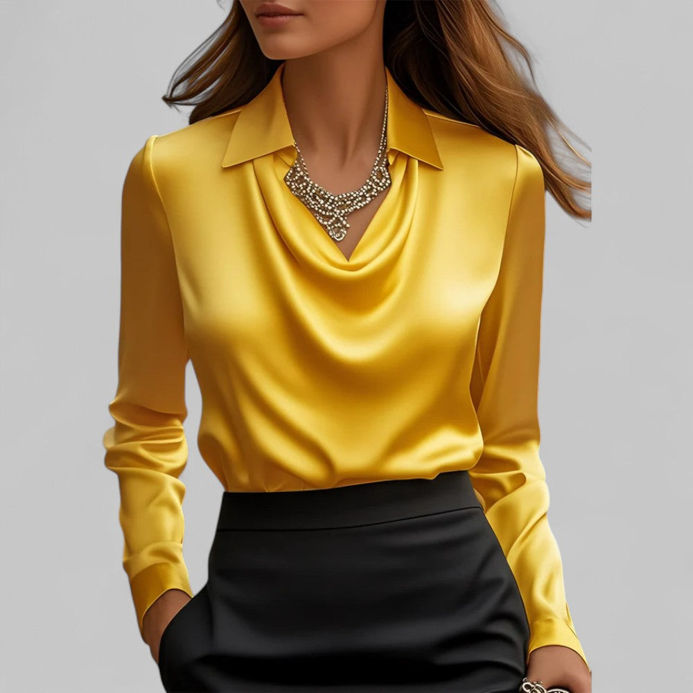 Versatile Elegant Draped Neckline Blouses for Women