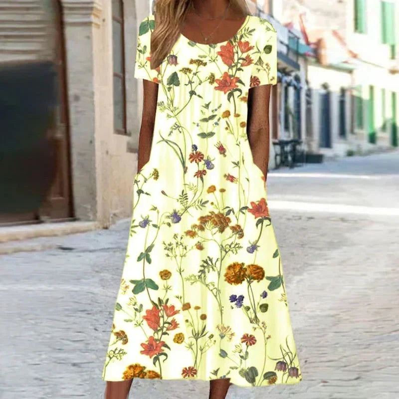 Exquisite Summer Flattering Full-Bloom Midi Dress for Women