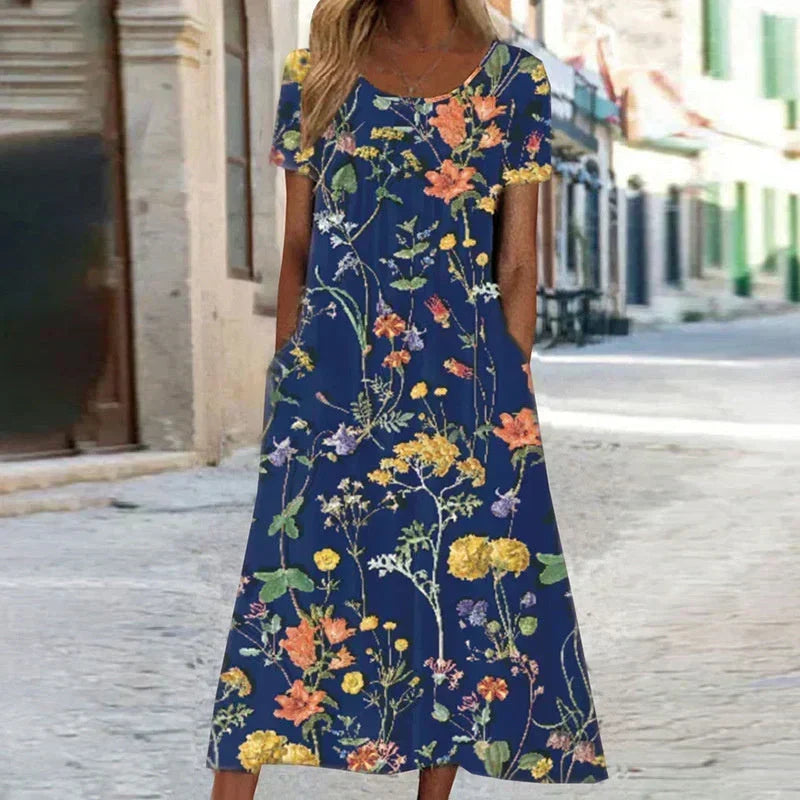 Exquisite Summer Flattering Full-Bloom Midi Dress for Women