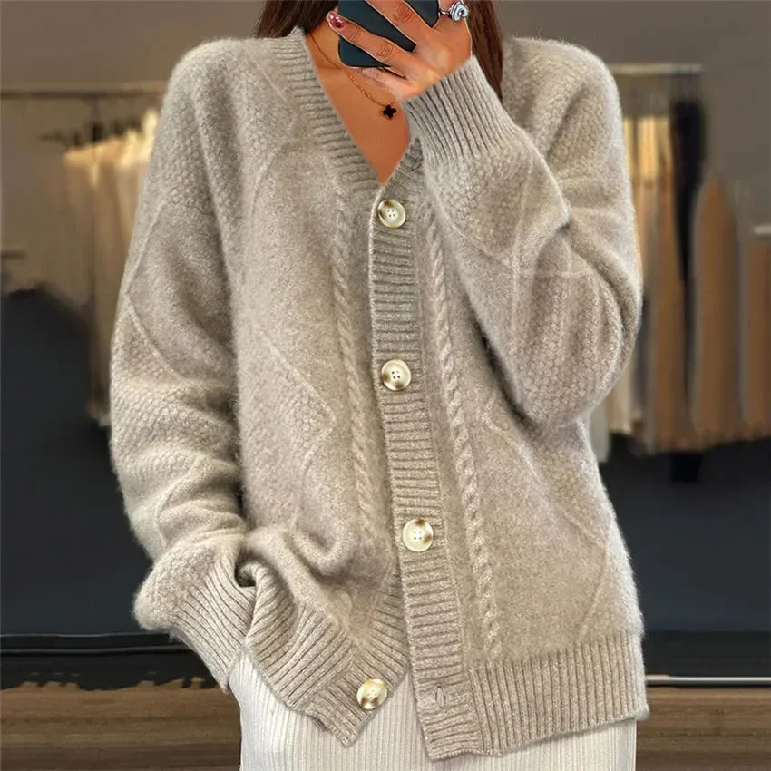 Women's Versatile Warm Soft Button Long Sleeves Cardigan