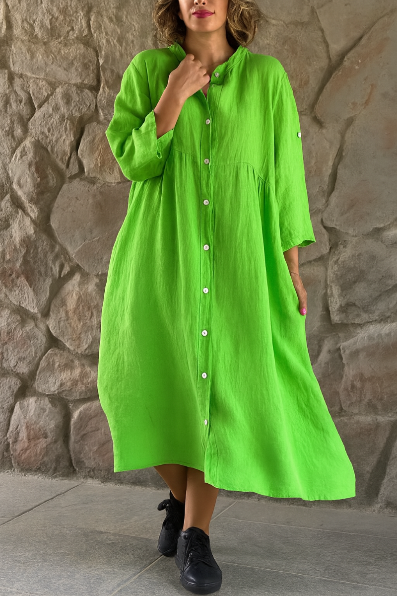 Versatile Relaxed Cotton Linen Shirt Dress for Women
