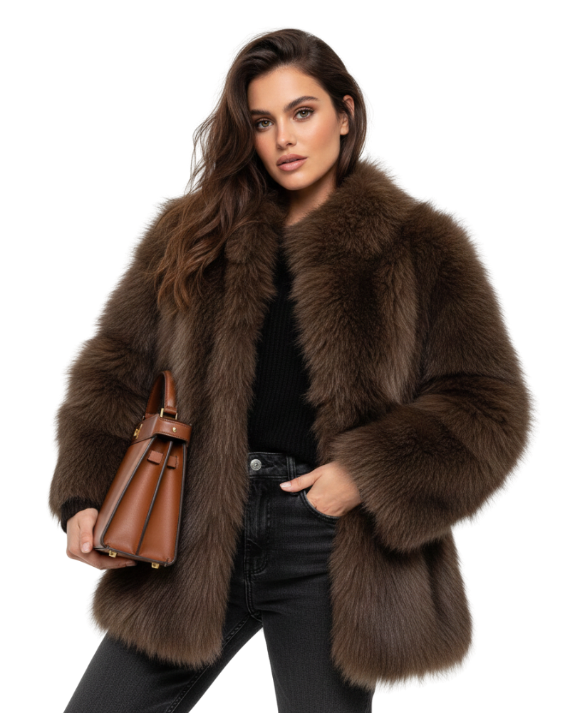 Women's Elegant Fashion Layer Faux Fur Jacket for Winter Season