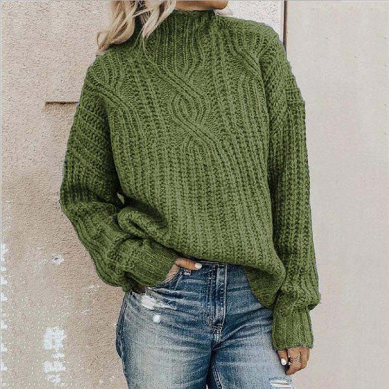 Women's Versatile Knitted Turtleneck Sweater for Autumn and Winter