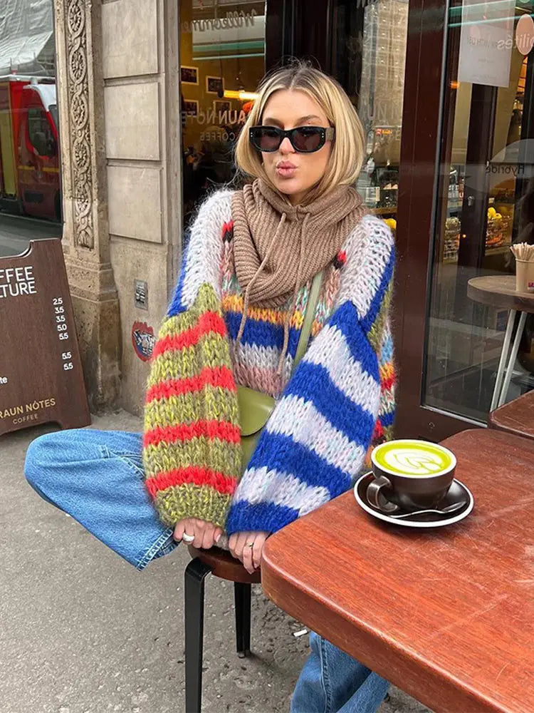 Women's Cosy Multicoloured Warm Jumper for Winter