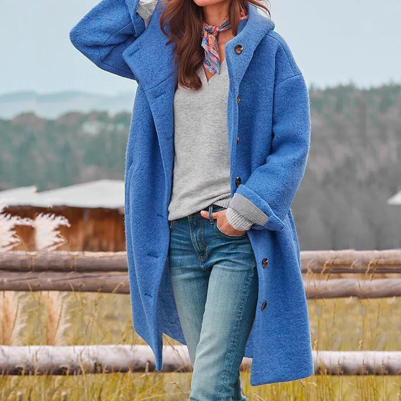 Women's Relaxed-Fit Blend Coat with Practical Hood and Pockets
