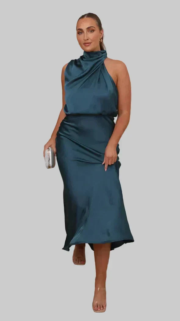 Women's Long Halter Formal Wedding Guest Bridesmaid Dress for All Occasion