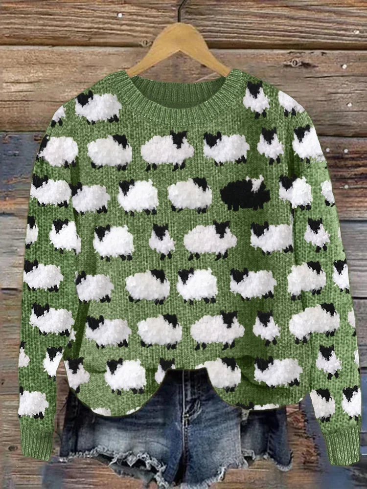 Women's Casual Vintage Knitted Winter Sweater with Nostalgic Design