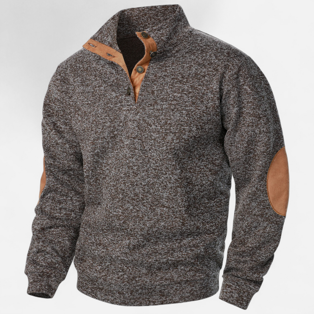 Men’s Knitted Warm Button Jumper with Stand-Up Collar