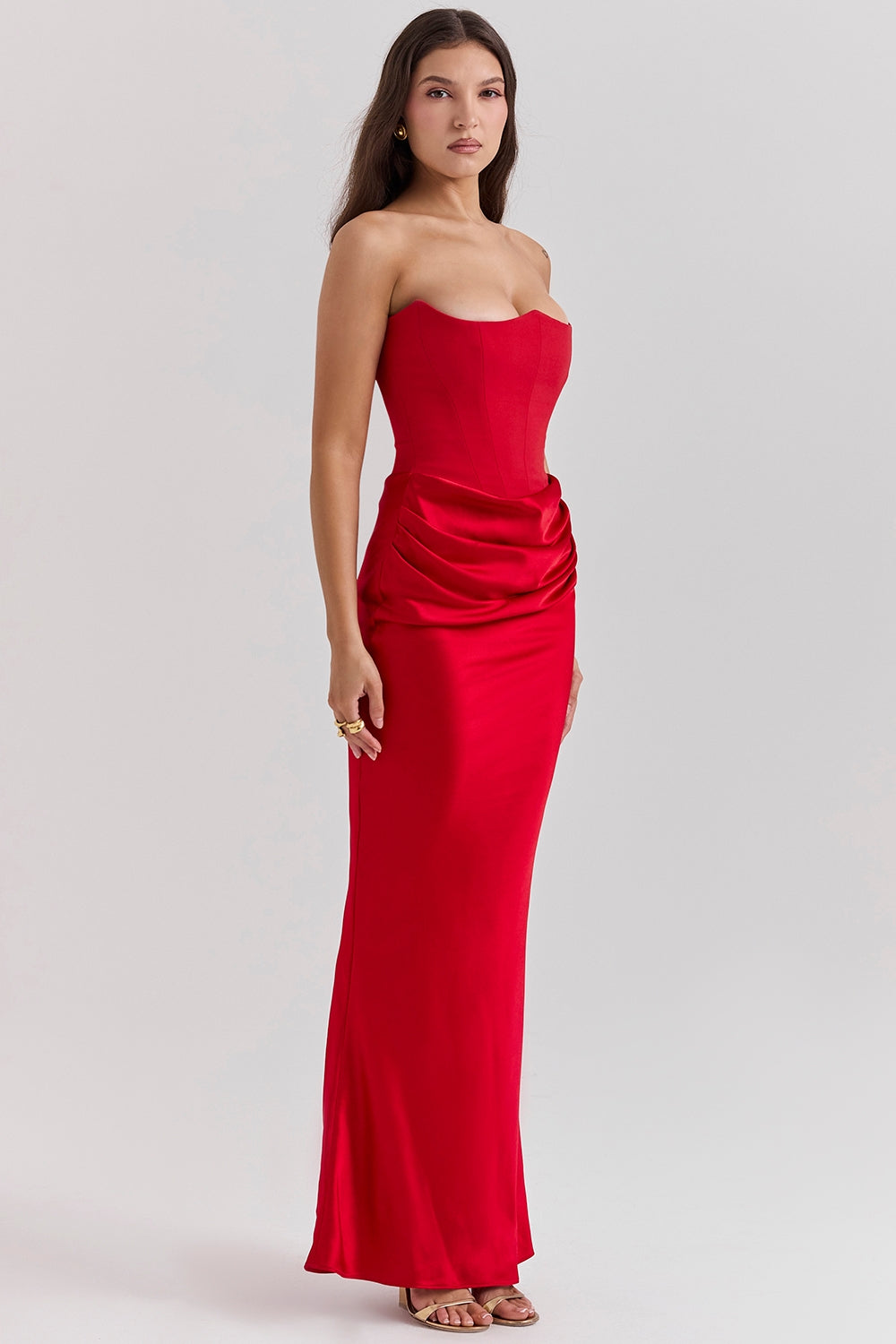 Women's Stunning A-line Strapless Maxi Wedding Guest Dress