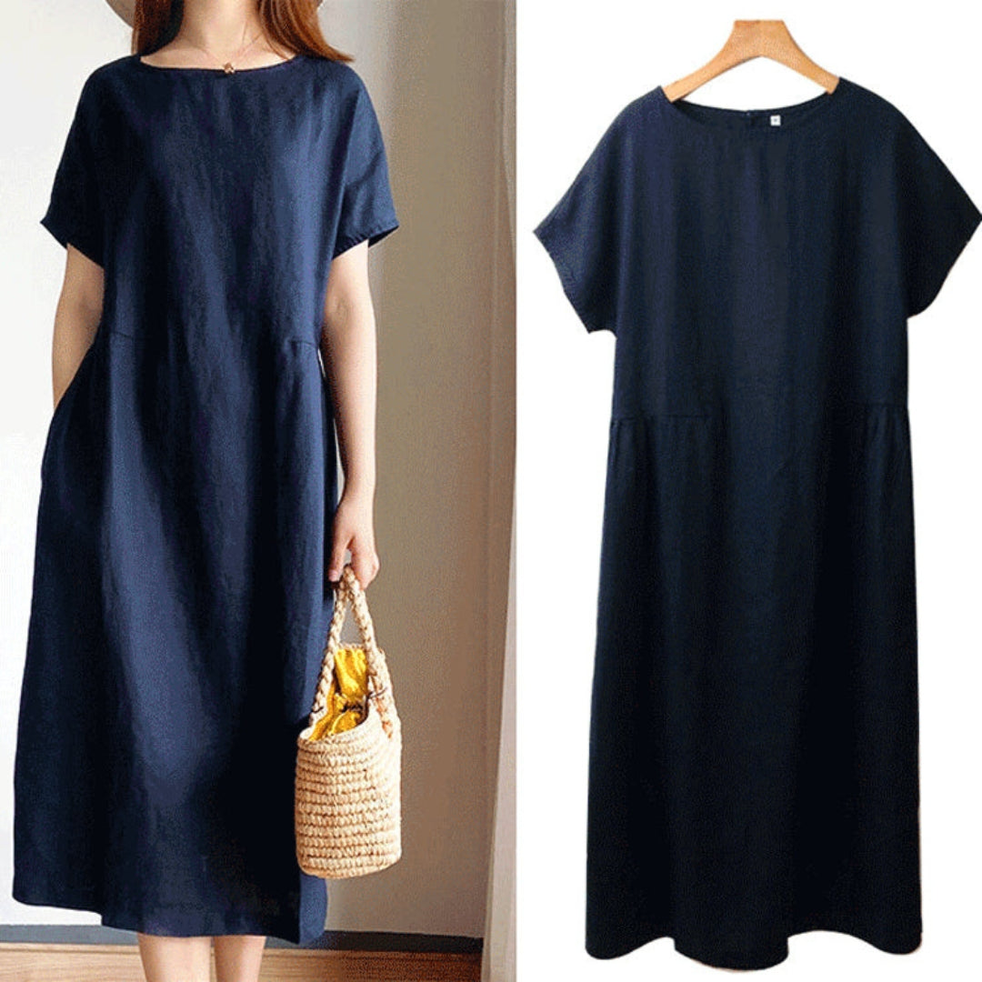 Women's Relaxed Fit Short Sleeve Knee-Length Summer Dress