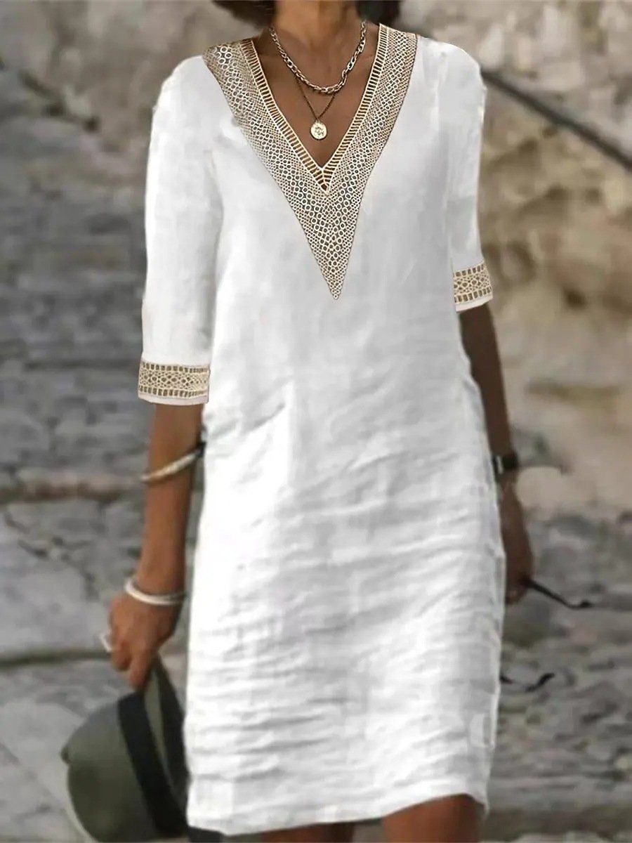 Versatile Classic Fashion V-Neck Lace Dress for Women