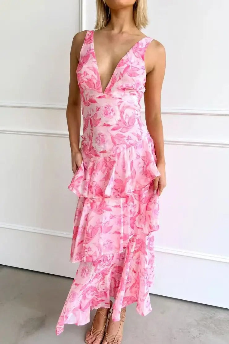 Women's Captivating Summer Party Maxi Dress in Turquoise and Sapphire Shades