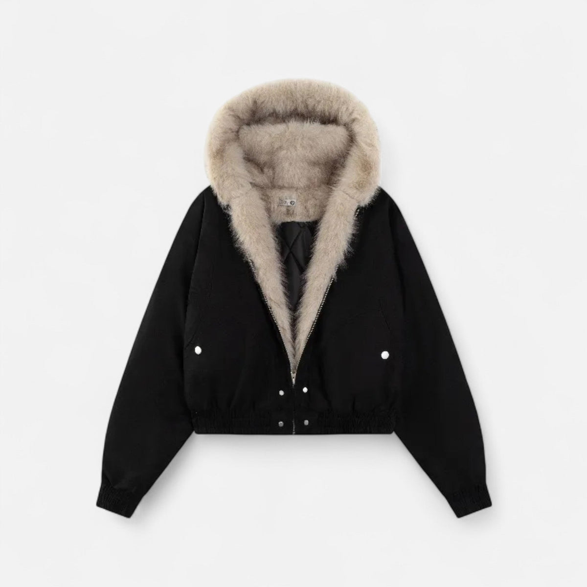 Women's Classic Winter Fur Collar Hooded Coat with Functional Pockets