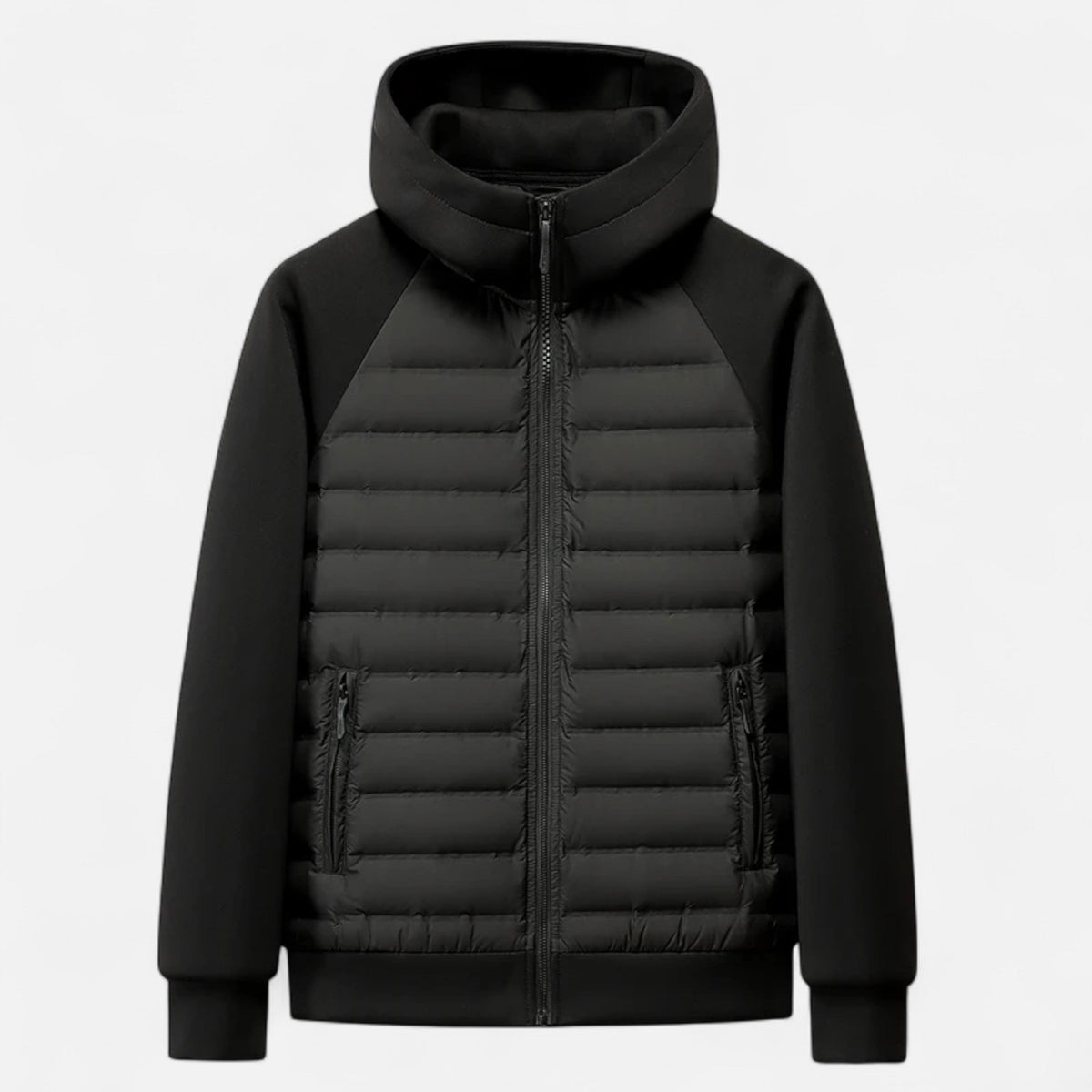 Modern Winter Spliced Quilted Hooded Down Jacket for Men