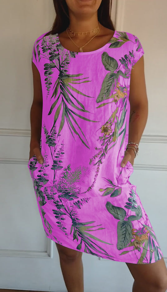 Women’s Leaf Print Travel Day Outfit Summer Dresses