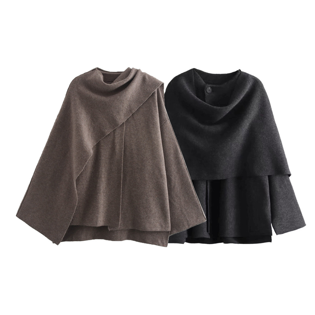 Women's Fashion Asymmetrical Wrap Insulated Poncho – Ideal for Winter Warmth