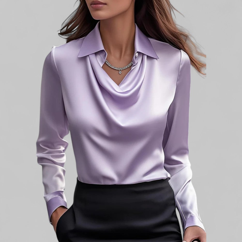 Versatile Elegant Draped Neckline Blouses for Women