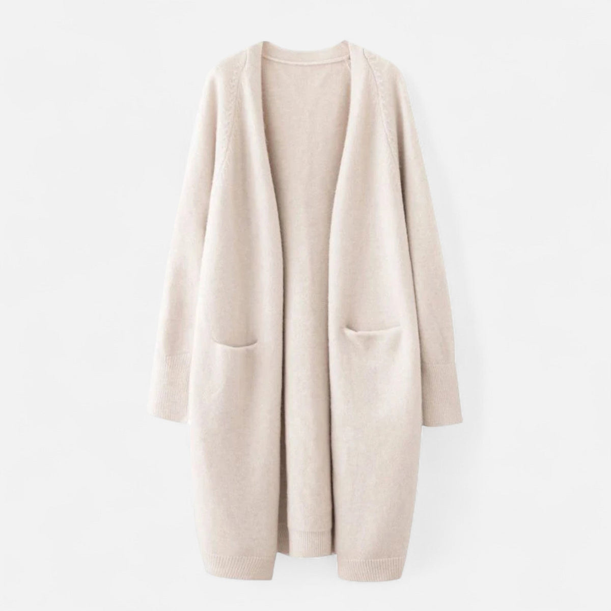 Women’s Stylish Thick Knitted Warm Cardigan with V-Neckline and Discreet Pockets
