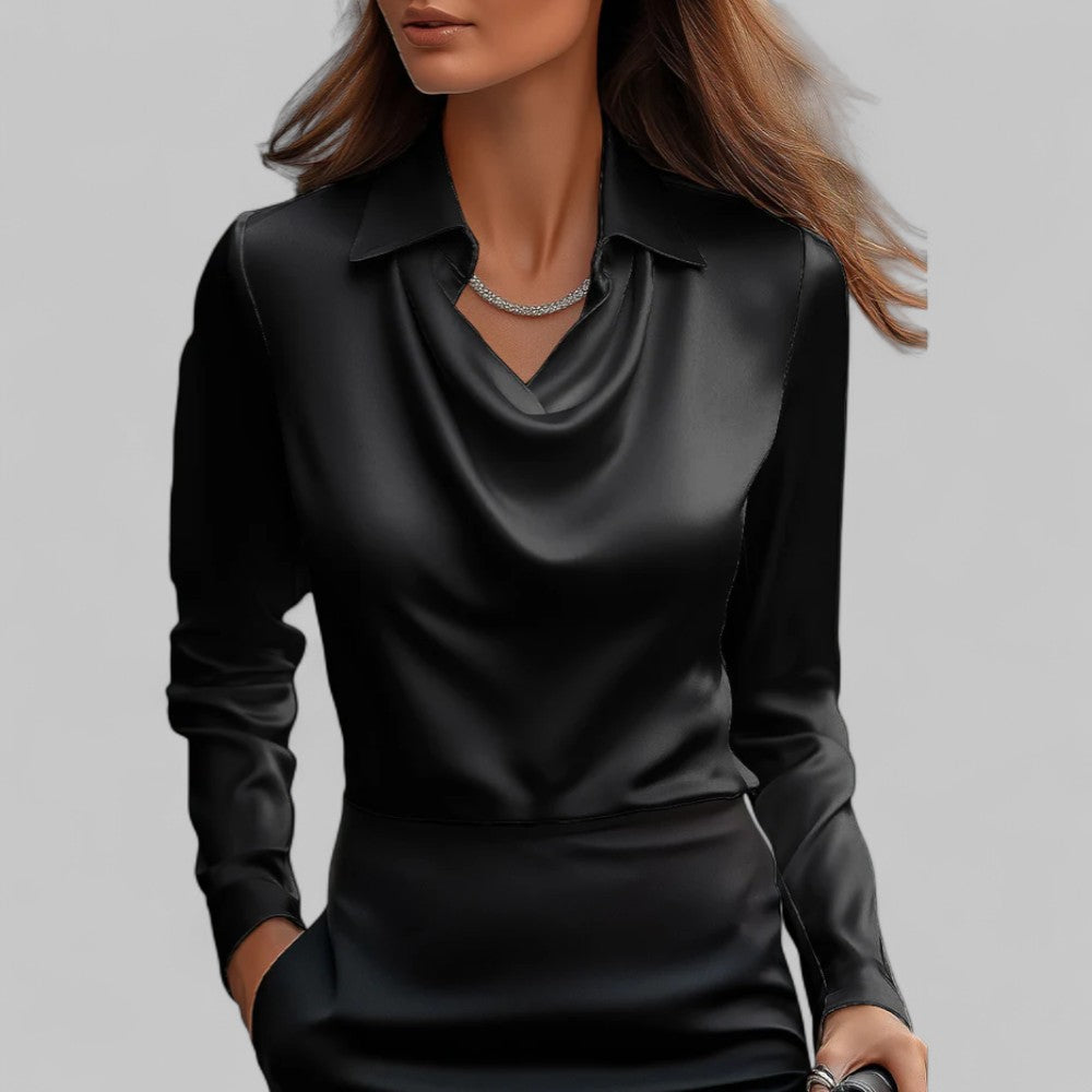 Versatile Elegant Draped Neckline Blouses for Women