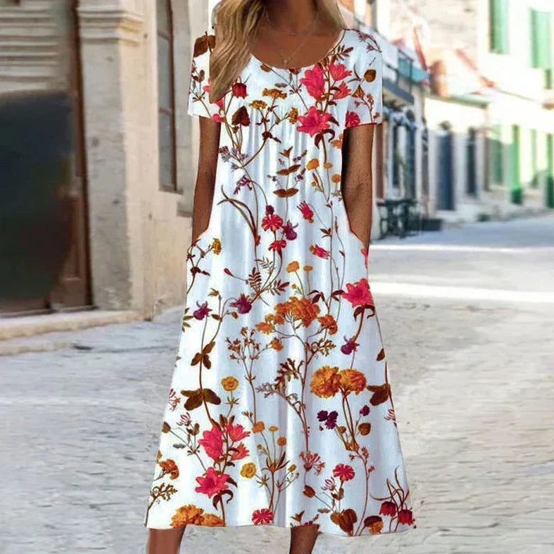 Exquisite Summer Flattering Full-Bloom Midi Dress for Women