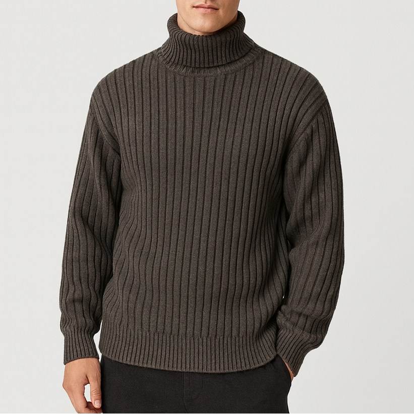 Ribbed Knit Turtleneck Sweater