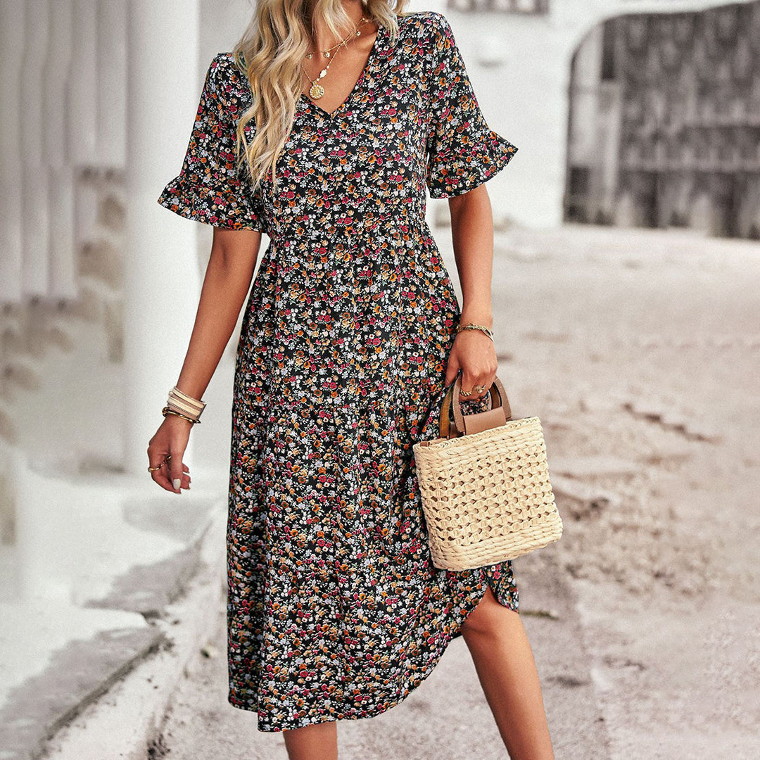Chic Sunny Vibrant Floral Summer Dress for Women