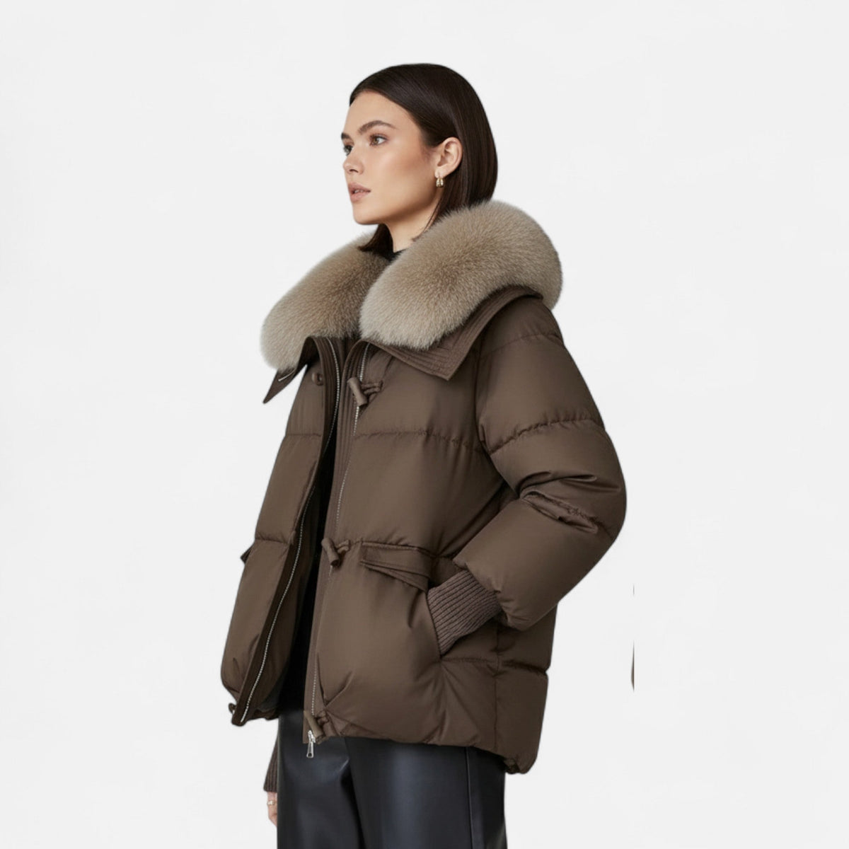 Women’s Versatile Fur-Collar Down Winter Jacket with Thick design