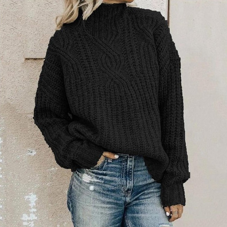 Women's Versatile Knitted Turtleneck Sweater for Autumn and Winter