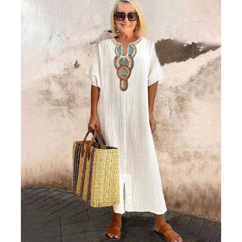 Women’s Ethnic Embroidery Relaxed Maxi  Summer Dresses