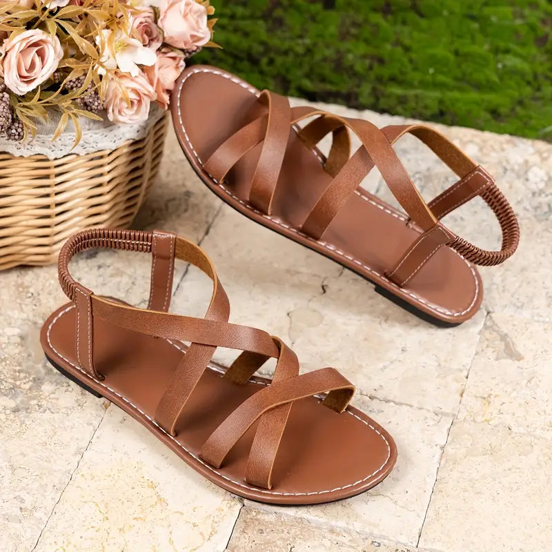 Women's Timeless Fashion Criss-Cross Flat Sandals in Roman-style