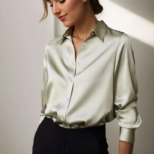 Women’s Long Sleeve Shirt Blouse Smart Button-Front Fit