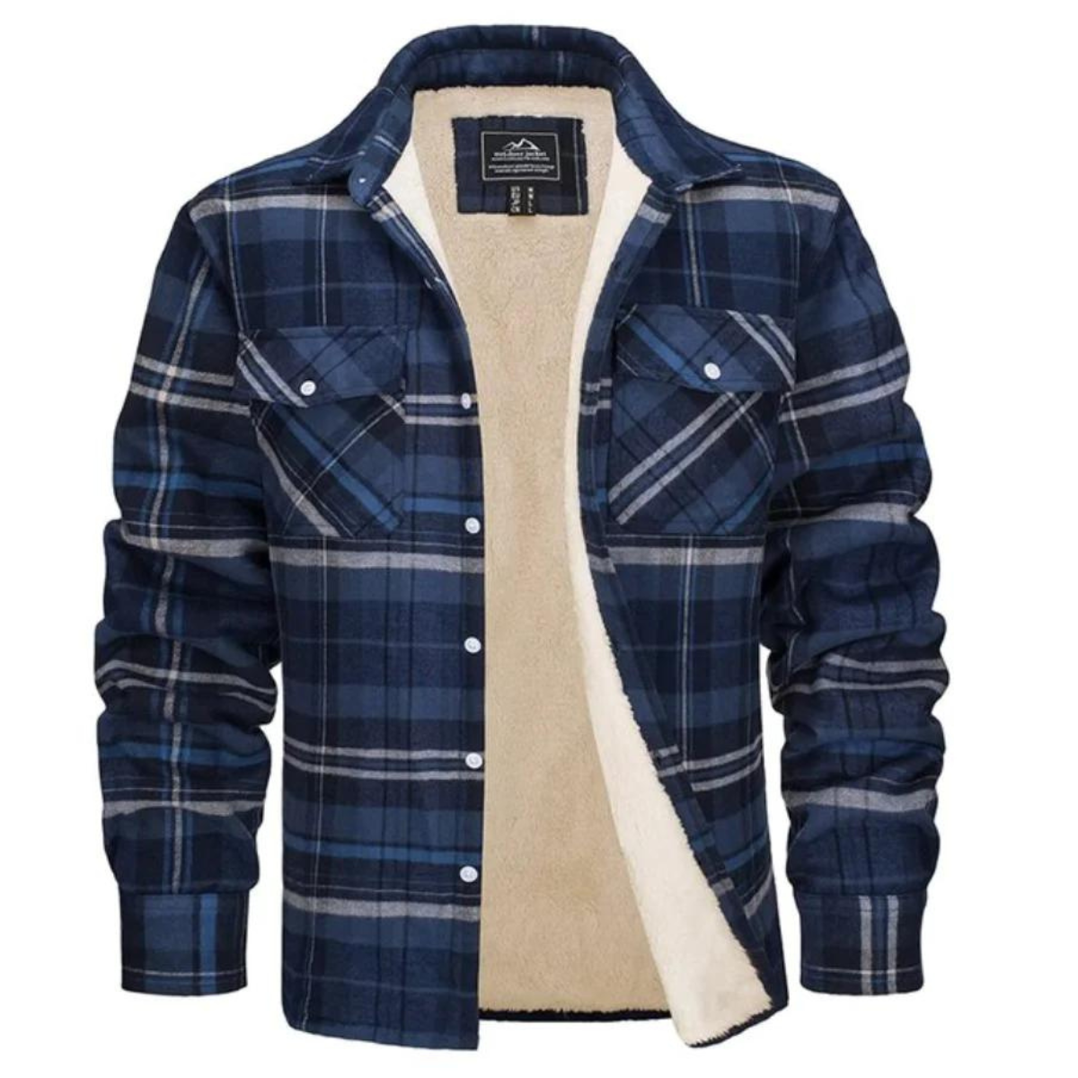 Men's Cozy Sherpa Checkered Practical Shirt Jacket