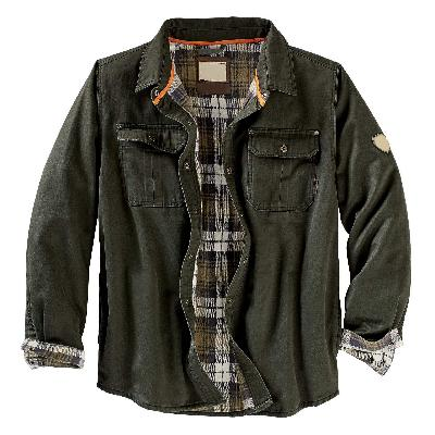 Men's Classic Fleece-Lined Interior Plaid Shirt Jacket with Front Pocket