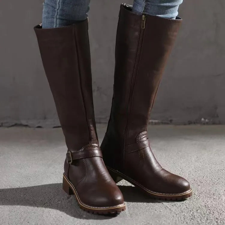 Women’s Buckle Modern Chic Leather Boots for All Season