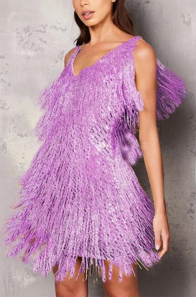 Women’s Dazzling A-Line Fringe Feathers Cocktail Dress for Special Occasions