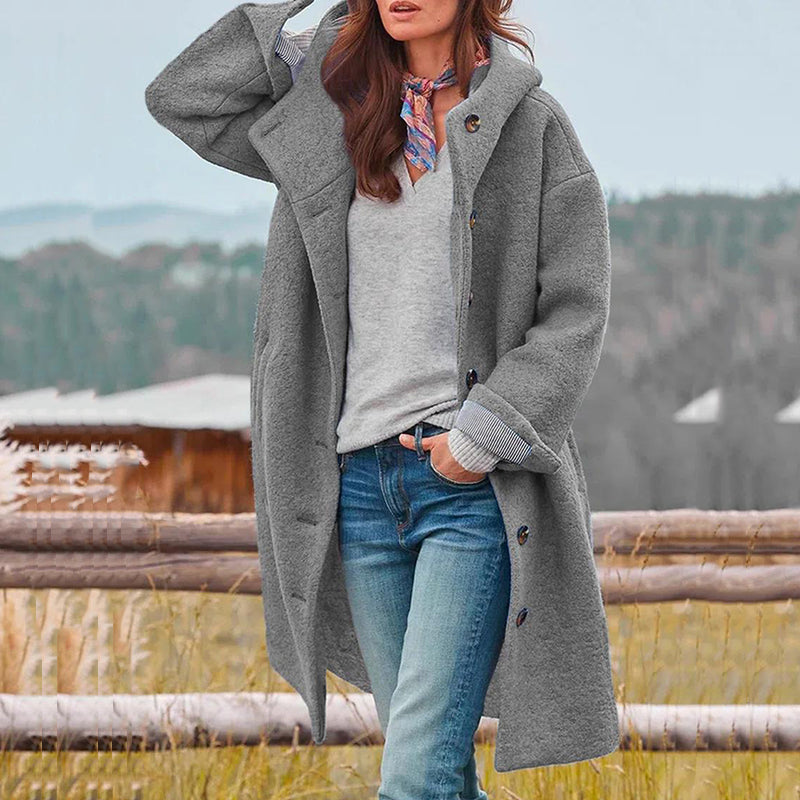 Women's Relaxed-Fit Blend Coat with Practical Hood and Pockets