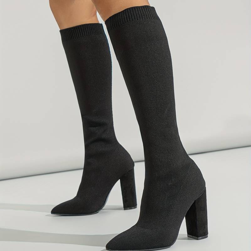 Women’s Block Heel Sock Boots Stylish Comfortable Fit