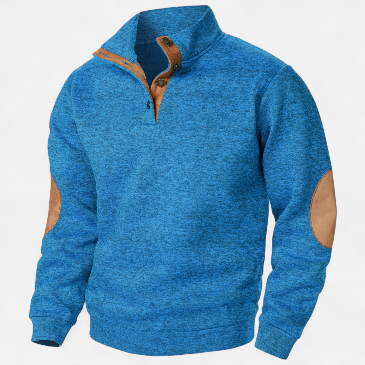 Men’s Knitted Warm Button Jumper with Stand-Up Collar
