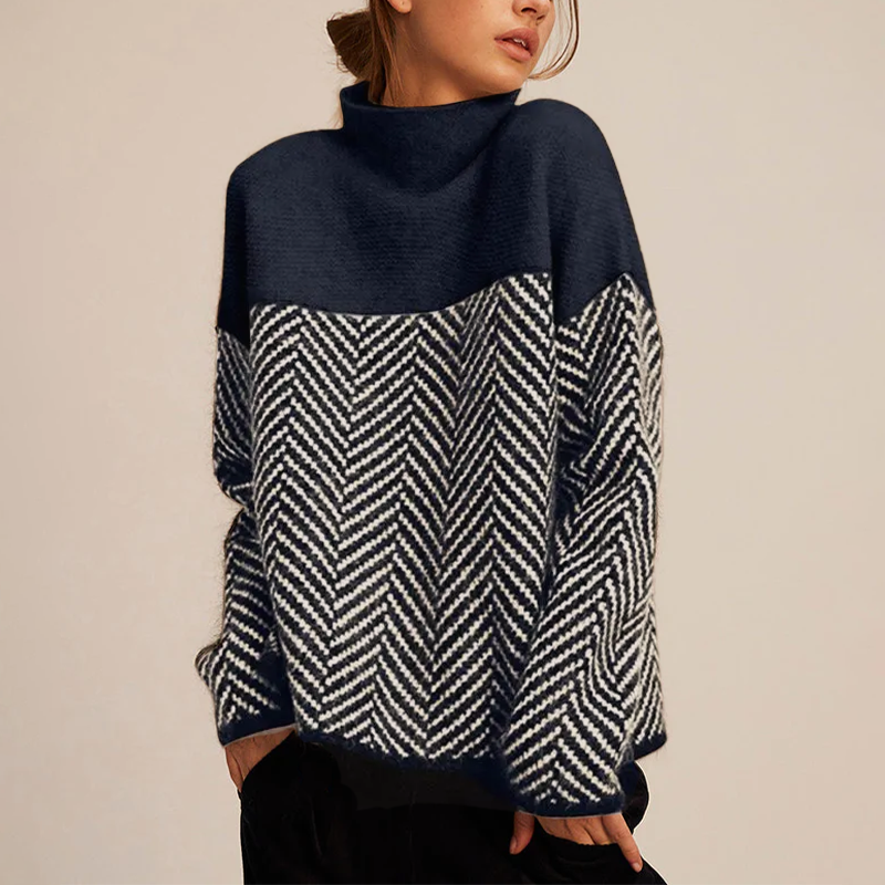 Women's Trendy Loose Fit Warm Cashmere Jumper with  Roll Neckline