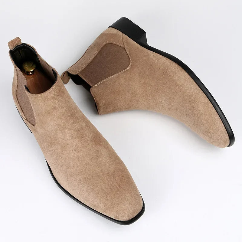 Men's Versatile Sleek Pull-on Ankle Chelsea Boots with Elastic Gusset and Pointed Toe
