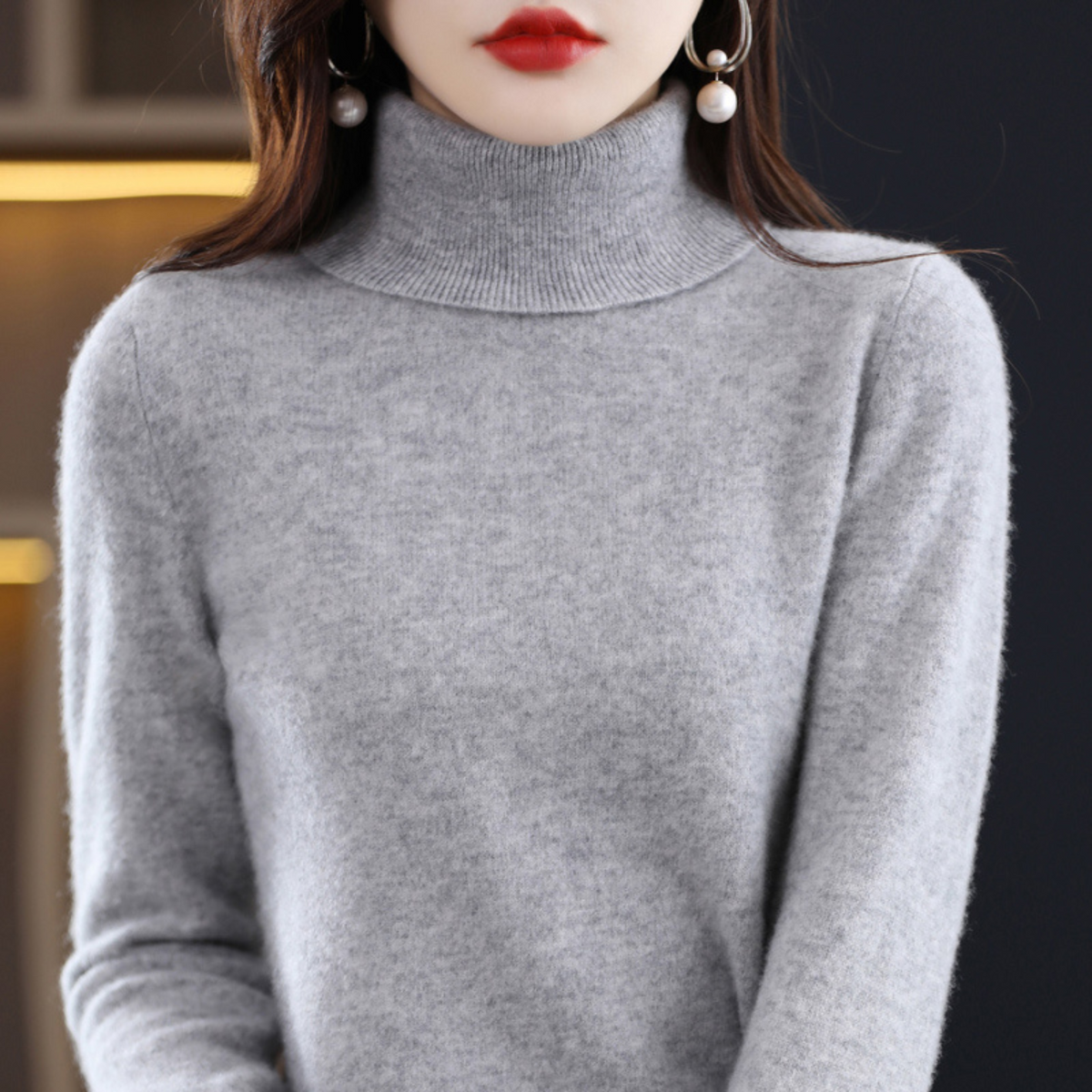 Women's Sophistication Warm Soft Knitted Roll Turtleneck Jumper