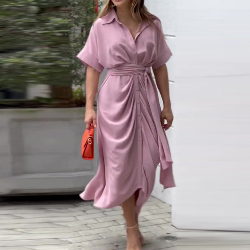 Women's Stylish Drape Button Wrap Summer Dress for All Occasion